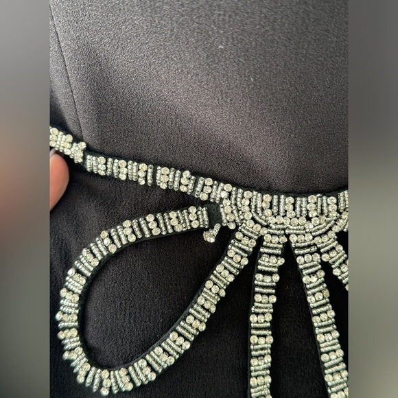 HELSI Grace Sweetheart Strapless Crystal Bow Black Midi Dress M - Picture 12 of 12